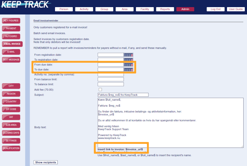 Email invoice Email invoice