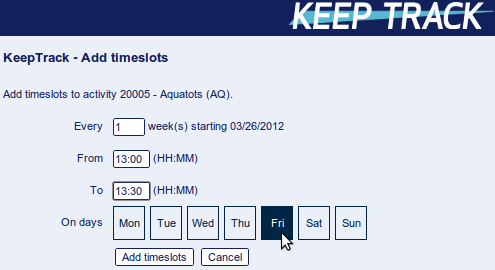 Add timeslots 2 Add timeslots 2